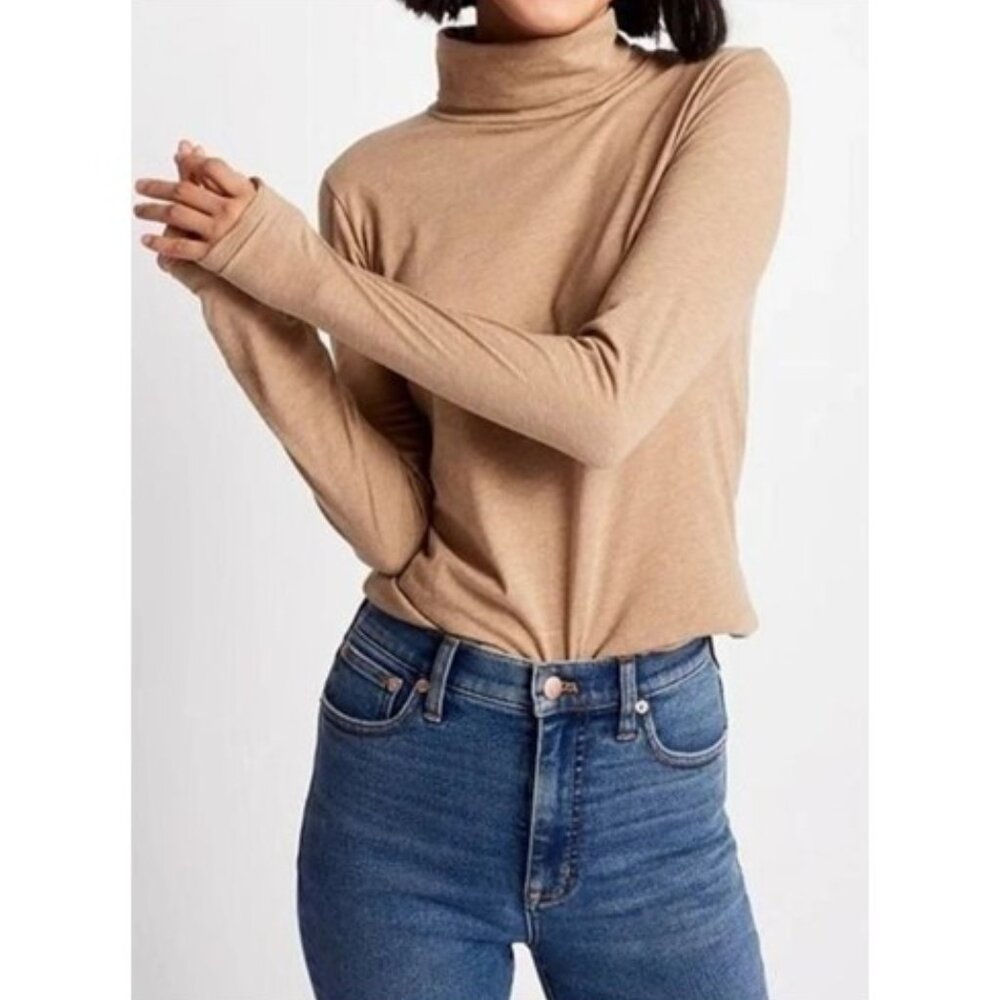 J. Crew Mercantile. Tan Turtleneck Top. 100% Cotton. Size M.